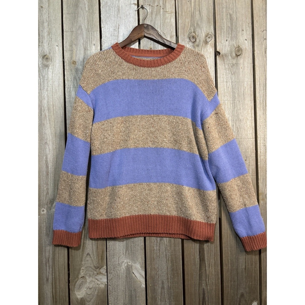 Urban Outfitters Striped Speckled Knit‎ Sweater S Blue Cozycore Oversized Comfy